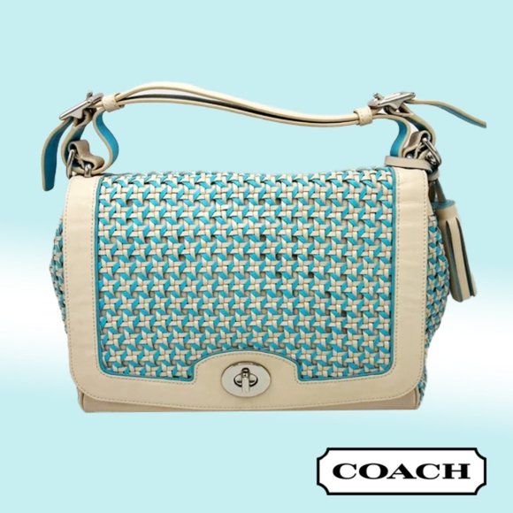 Coach Handbags - Coach Legacy Caning Leather Romy Top Handle Woven Bag